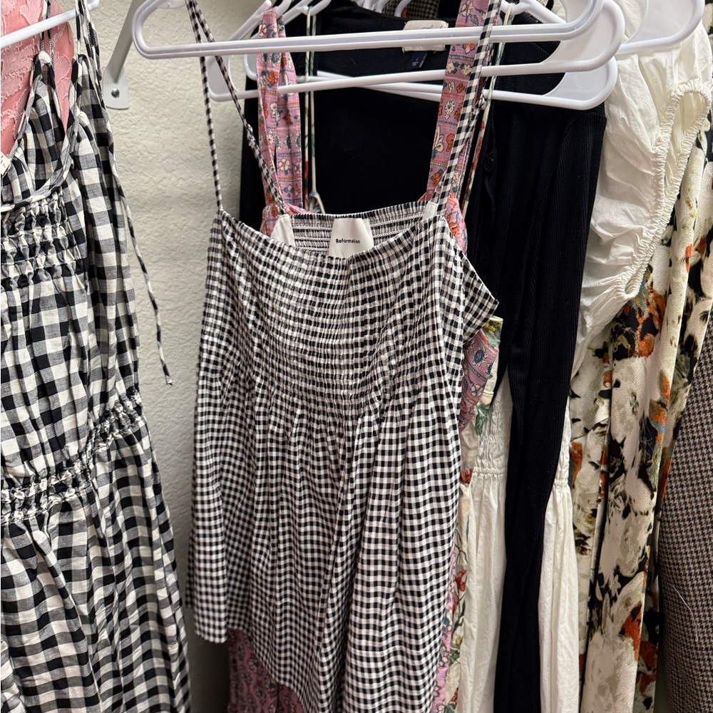 Reformation Black and White Gingham Top